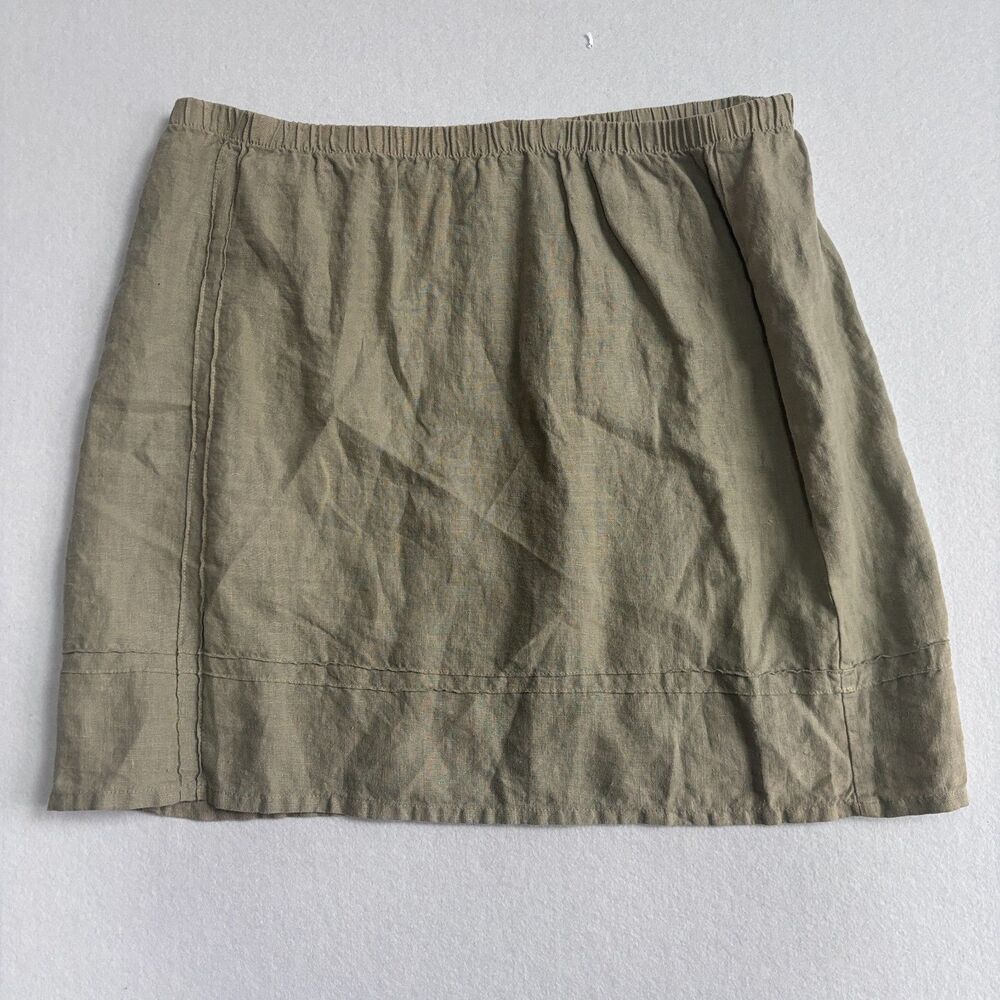J. Jill Linen Pull On Skirt Women's XLT Sage Green Casual Breathable Travel NWT